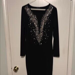 Elegant Black Dress with Silver Accents